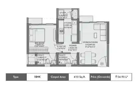 The Highlands At Godrej City 1 BHK Floorplan
