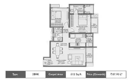 The Highlands At Godrej City 2 BHK Floorplan