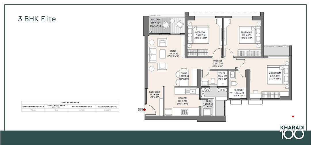 Godrej Ivara 2 BHK Floorplan