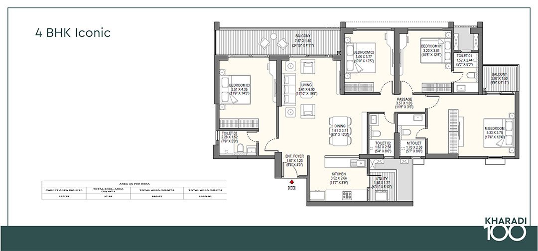 Godrej Ivara 4 BHK Floorplan