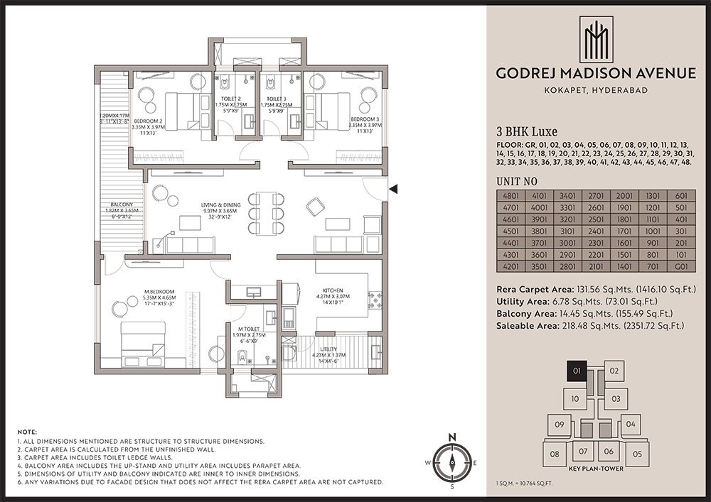 Godrej Madison Avenue 3BHK Floorplan